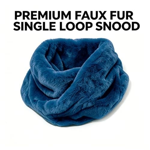 Lina & Lily Solid Colour Faux Fur Women's Infinity Scarf Winter Neck Warmer Snood (Teal Blue) — view 2