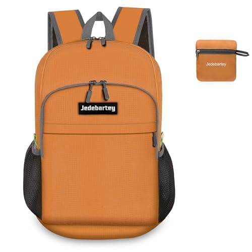 Jedebartey Rucksack, 20L Ultra Lightweight Backpack Foldable Hiking Daypack Small Travel Day Bag for Men Women Kids Outdoor Sports Camping Mountaineering Walking Cycling Climbing (Orange)