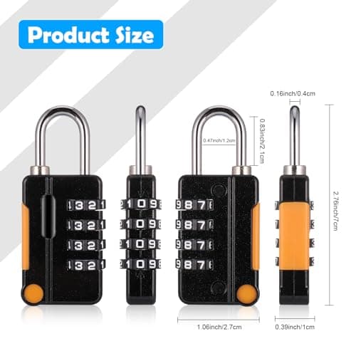4Pcs Suitcase Locks, Stylish Padlocks with Code, Rustproof Luggage Locks for Suitcases, 4-Digit Small Padlock, Suitcase Padlocks, Waterproof Solid Combination Lock for Travel Suitcase Gym Locker — view 2