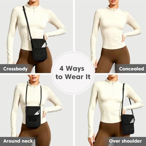HEGCOIIE RFID Blocking Neck Wallet, Hidden Passport Holder, Neck Pouch — view 4