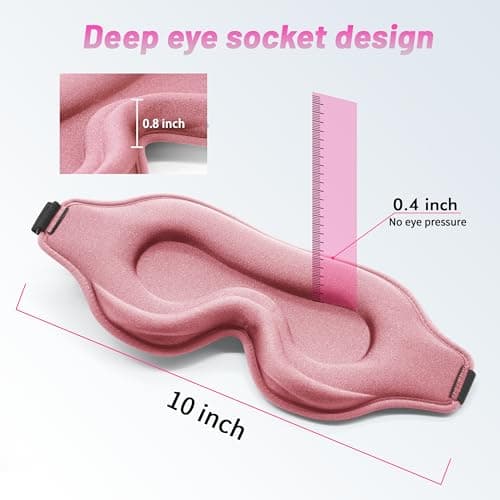 Sleep Mask for Side Sleeper, Upgraded 3D Contoured Cup Eye mask Blindfold for Man Women, Block Out Light, Eye mask with Adjustable Strap, Breathable & Soft for Sleeping, Yoga, Traveling (Pink) — view 4