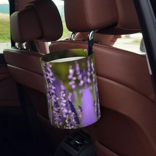 MDATT Lavender Flower S Car Trash Can Leak-Proof Organizer For Long Road Trips And Family Vacations — view 5