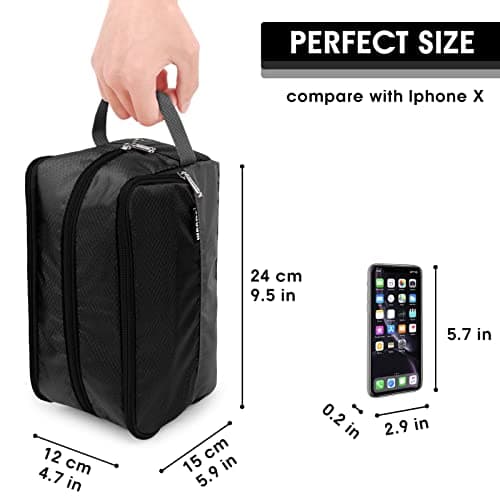 WANDF Toiletry Bag Water-Resistant Nylon Travel Wash Bag Lightweight Dopp Kit for Men and Women (A-Black) — view 5