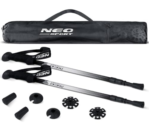 Neo-Sport Walking Walking Poles Nordic Walking Adjustable 65-135cm Aluminum EVA Foam Holder 1 Pair Black Grey — view 5