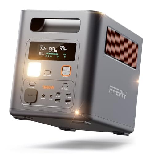 AFERIY P180Pro 1024Wh Portable Power Station, Expandable to 5120wh (3600W Peak), Fast Charging 0-90% in 1H, LiFePO4 Portable Battery with UPS, BMS, Solar Power Station for Camping, Home, Office