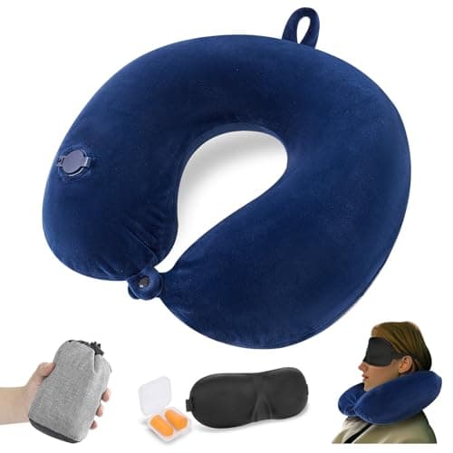 JetsCush Inflatable Neck Pillow, Compact Airplane Travel Pillow for Adults