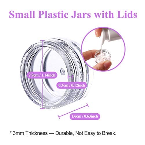 50 Pieces Sample Pots, Empty Cosmetic Jars Set Clear Round Travel Pots for Creams and Powder, 5g/5ml Small Sample Containers Plastic Jars with Lids for Women Make-Up Glitter Nail Art Storage Bottles — view 2