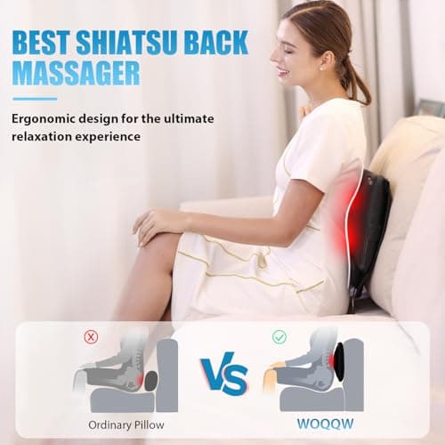 WOQQW Back Massager with Heat, Shiatsu Massage Pillow for Pain Relief — view 2