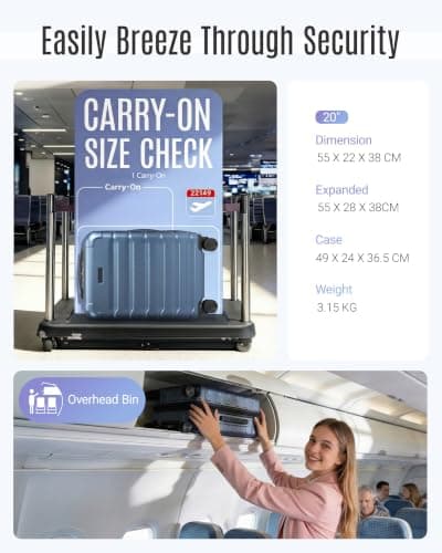 LIGHT FLIGHT Expandable Cabin Suitcase 20 Inch, ABS Carry On, 55x22x38 — view 2