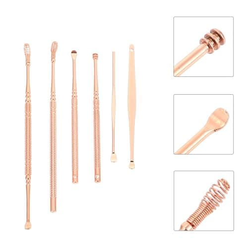 GALPADA Rose Gold Stainless Steel Ear Pick Spiral Earwax Cleaner Spoon Kit for Ear Canal Hygiene Portable and Reusable Earwax Removal Tools for Family and Travel Use — view 2