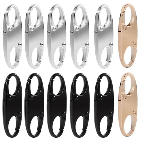 Aihoom 12PCS Zipper Lock Clips, Dual Opening S-Hook Zipper Pull Locks, Anti Theft Can Make Backpack Lock,Outdoor Travel Clip,Double Opening Snap S Hooks Zippers Pull for Traveling Camping