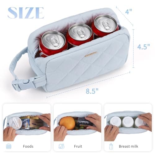 Cerbonny Small Lunch Bag, Small Cool Bag with Ice Packs, Light Blue — view 3