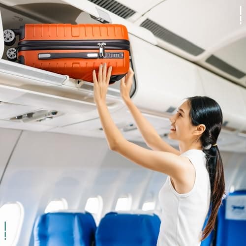 Eco-Lux Essentials Hardside Hand Luggage Carry On Suitcase, ABS Hardshell Cabin Bag with 4 Spinner Wheels, 50 x 32 x 20 cm, Travel Sentry Integrated TSA Approved Lock (Burnt Orange) — view 6