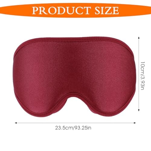 WLLHYF Silk Sleep Mask, 3D Stereo Deep Sleep Eye Mask Comfortable Adjustable Cute Block Out Light Eye Covers for Man and Woman All Night Sleep (Maroon) — view 2