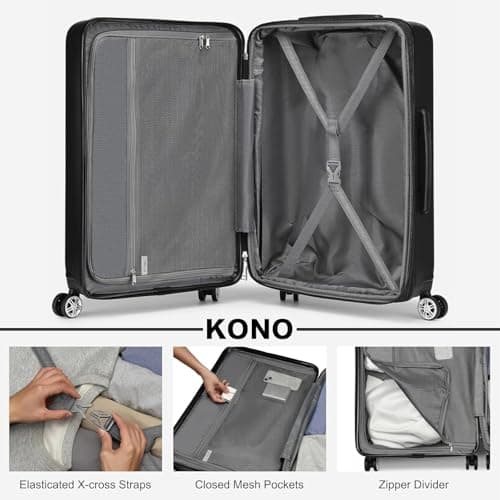 Kono Medium Suitcase Expandable ABS+PC Hard Shell Travel Check in Luggage — view 6