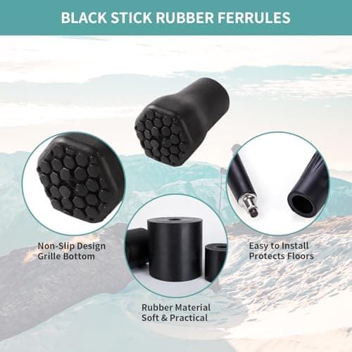 16pcs Walking Stick Rubber Tips, Universal Non-Slip Pole Ferrules — view 3