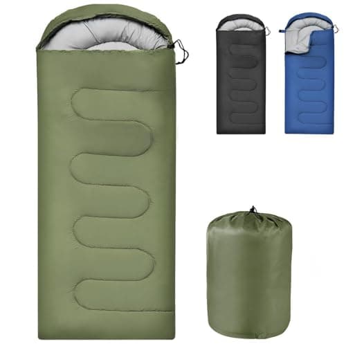 Sleeping Bag Ultralight Adult Compact Hooded Blanket, for 3-4 Seasons, 210cm x 75cm Small Packed Size, Water-resistant, Polyester, Thick and Warm, Snap Closure for Outdoor Camp Hike Travel (Green)
