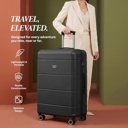 LUGG 28 Inch Jetset Suitcase Hard Shell Case 4 Wheel Travel bag Lightweight ABS Material with TSA Lock Approved for Travel with easyJet, British Airways, RyanAir, Virgin Atlantic, Emirates(75x49x29cm) — view 2