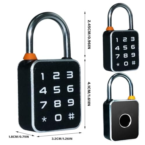 Intelligent Fingerprints Padlock with Touch Screens Keypad App Controlled Electronic, Waterproof for Gym and School USB Rechargeable — view 3