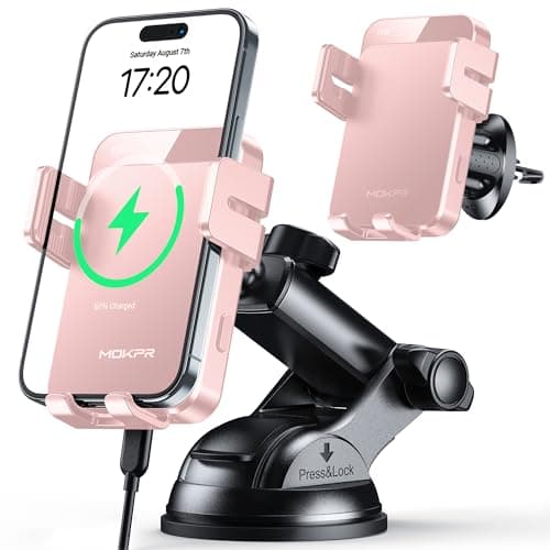 MOKPR Car Phone Holder Wireless Charger, 15W Wireless Car Charger