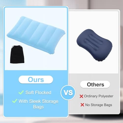 CYZBL 3Pcs Inflatable Flocking Cushion, Soft Blow Up Travel Camping Pillow — view 6