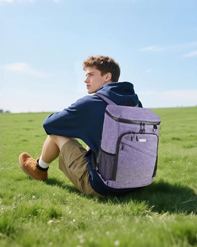 BAGLHER Cooler Backpack 30 Cans - Insulated Leakproof Waterproof Backpack Cooler, Lightweight Portable for Camping, Beach, Hiking, Purple — view 6