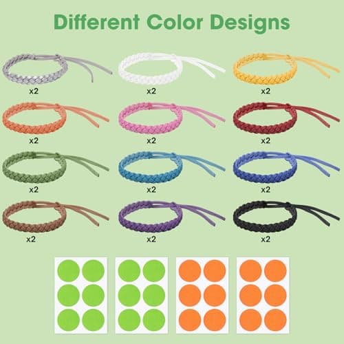 Mosquito Repellent Bracelet 24 Pack, Adjustable Leather 350 Hour Protection Insect Repellent Bracelet for All Ages, Camping Essentials — view 2