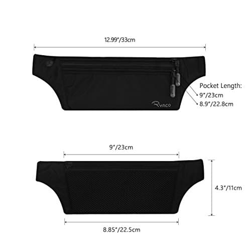 Ryaco Travel Money Belt, Slim RFID‑Blocking Hidden Waist Pouch, Black — view 5