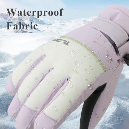 Andiker Ski Gloves Women, Warm Windproof Waterproof Thermal Glove with Thick Plush Lining Simple Stylish Winter Gloves for Women Skiing Hiking Cycling (Purple) — view 4
