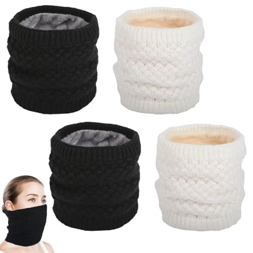 KIKAWORD 4PCS Winter Neck Warmer for Men Women，Thermal Knitted Snoods,Windproof Thick Neck Scarf for Skiing Cycling Running Outdoor Sports