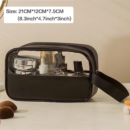 FIYUK Toiletry Travel Wash Bag Waterproof Portable Traveling Accessories Organizer for Women and Men, Black — view 2