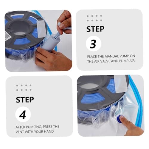 Lurrose Vacuum Compression Storage Bags Set with Air Pump and Sealing Clips Nylon Carbon Fiber Reusable Dustproof Space Saver Bags for 3d Printer Consumables Storage Includes and 5 — view 6