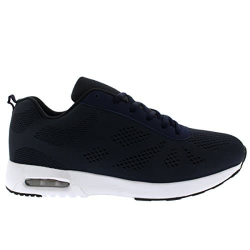 Get Fit Men’s Air Cushioned Running Trainers - Lightweight Breathable Gym Shoes with Shock Absorbing Sole - Comfortable Lace-Up Athletic Walking Sneakers - Navy/White - 11 — view 4