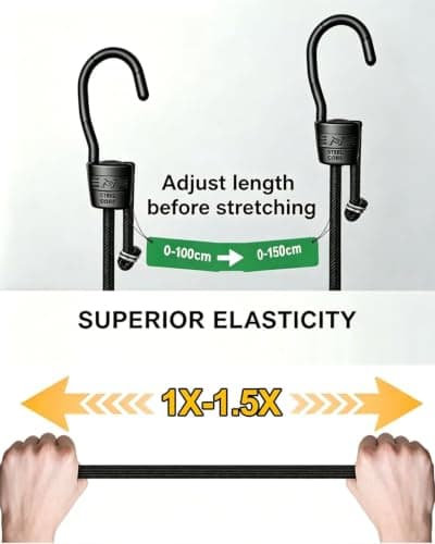 5 Pack 100cm (39 Inch) Adjustable Bungee Cords with Hooks – Heavy Duty Elastic Shock Cord Straps for Luggage, Roof Racks, Bike Racks, Camping, Car Roof, Tie Downs & Garage — view 4