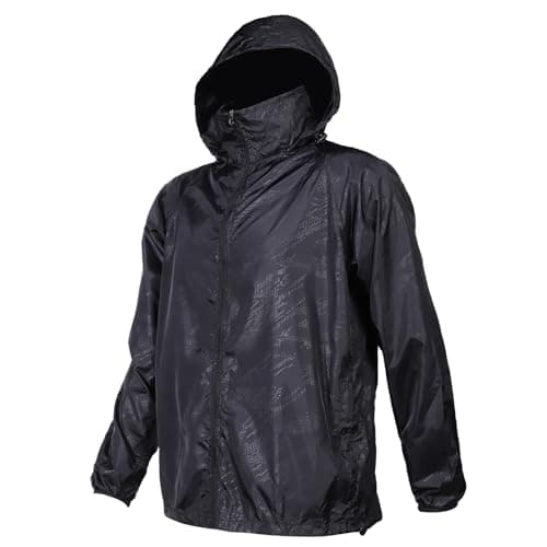 Mayoii Lightweight Waterproof Jacket for Men and Women Packable Windbreaker Raincoat, Breathable Hiking Shell Waterproof Jacket Womens Outdoor Gear (UK, Age, One Size, Regular, Standard, Black-L)