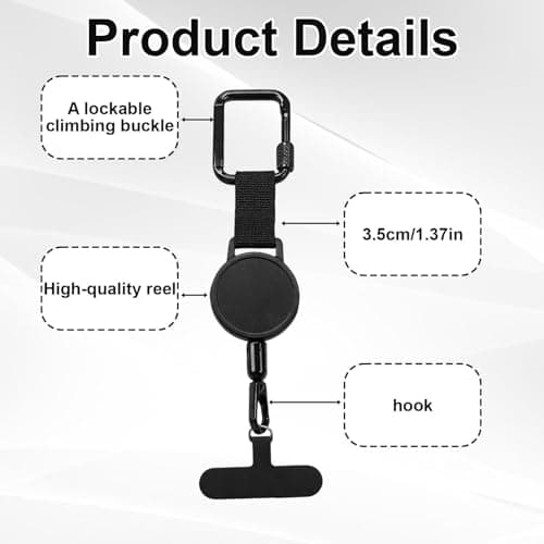 YcsRnn Holdmate Phone Holder, Retractable Phone Tether, Anti Theft Phone Lanyard, Phone Retractable Lanyard, Outdoor Anti-Theft Retractable, Tether for Hiking Cycling Travel — view 3