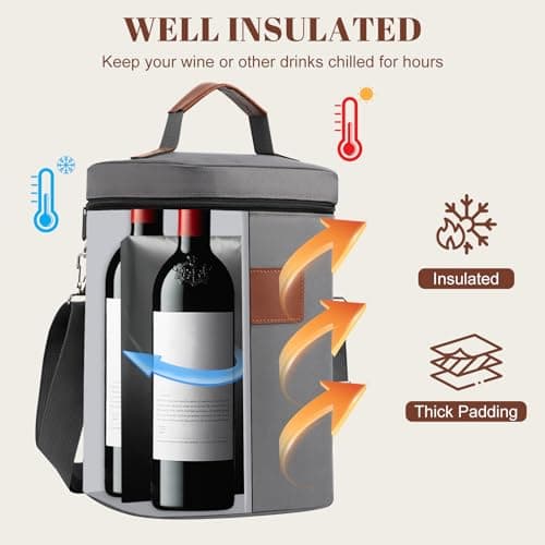 4 Bottles Insulated Wine Cooler Bag,Leakproof Padded Wine Tote Carrier — view 6