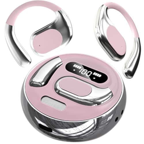 BZRYPREC OWS 144-Language AI Translator Earbuds - Real-Time Speech Translation with Accent Recognition - Learning/Travel/Business Bluetooth Earbuds（Pink）