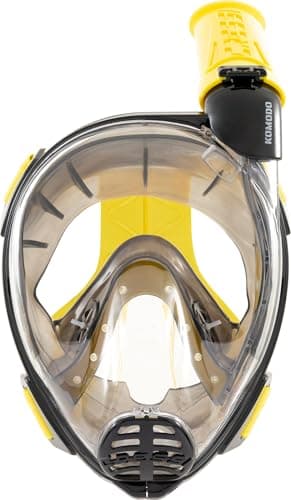 Cressi Komodo Full Face Dry Snorkelling Mask - 180° Panoramic View Snorkelling Mask - Dry Side Snorkel & Adult Snorkel Set - CO2 Safe Silicone Skirt & Scuba Equipment - Black/Yellow - M/L — view 2