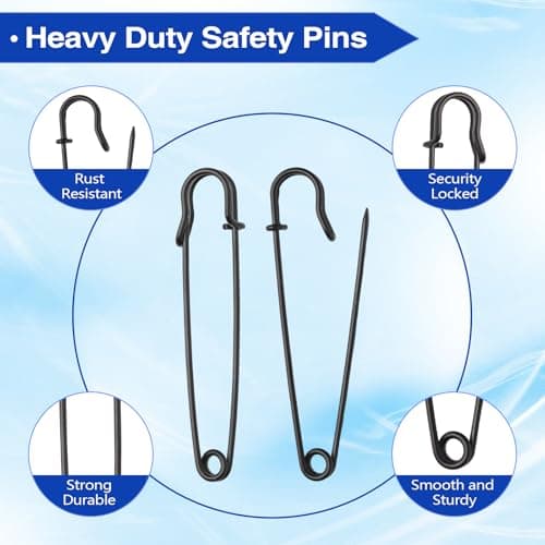 35 Pcs 3 Inch Large Safety Pins – Black Heavy Duty Safety Pins for Clothes, Shawls, Quilts, Crafts, Sewing, Travel & DIY Repair Kits — view 3