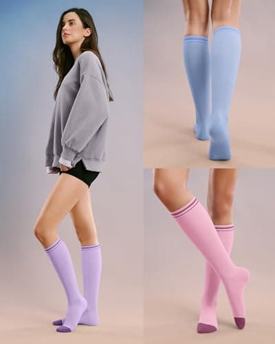 FITRELL 4 Pairs Compression Socks for Women and Men 15-20 mmHg Flight Socks — view 2