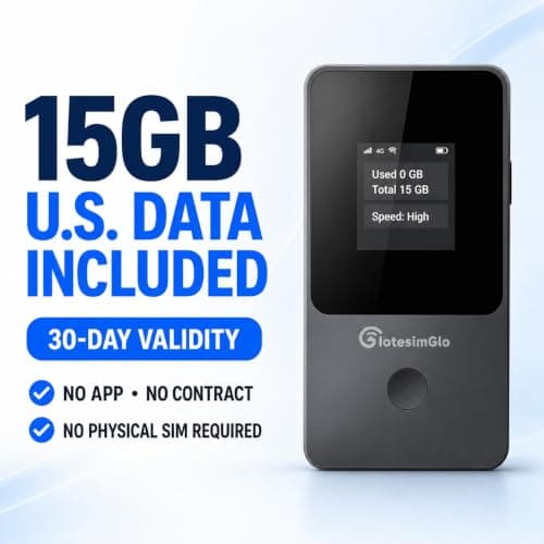 IotesimGlo Mobile Hotspot Portable WiFi Hotspot for Travel & Business, 4G LTE Hotspot USA &130+ Countries, No SIM Card Needed, 12h Life, Pocket WiFi【Free 15GB US Data for 30 Days】 (T8+Brand-15G-US) — view 2