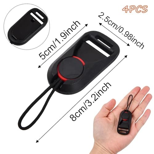 4 Pack Camera Strap Quick Release Buckles, Black Universal Camera Neck Shoulder Strap Rapid Connectors, Durable Plastic & Nylon Quick Release Loops Clips, Fits Straps Up to 20mm Wide for Most Cameras — view 2