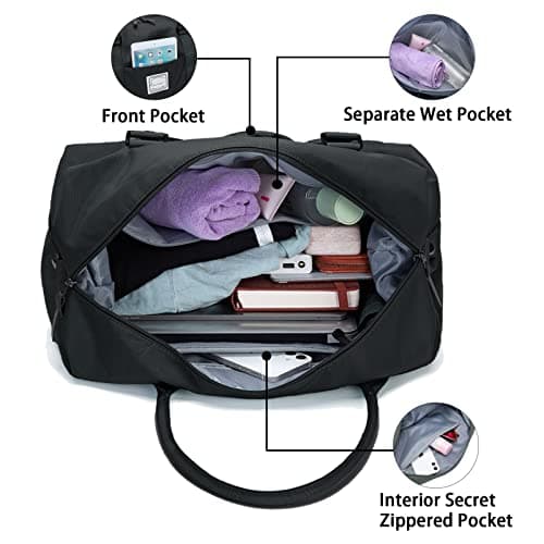 Hayayu Weekend Bag for Women Overnight Bags Travel Duffel Carry on Luggage Holdalls for Women Sports Bag Gym Bag Weekender Handbag, 55x27x18cm — view 4