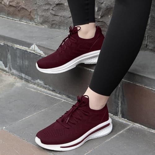 Giniros Trainers Womens Running Shoes Tennis Sports Gym Sneakers Burgundy 5 — view 2