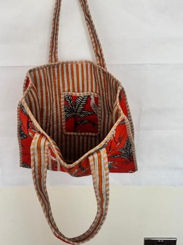 Quilted Cotton Tote Bag for Women | Handmade Jungle Animal Print Shoulder Bag | Lightweight Reusable Cloth Tote with Long Handles for Shopping, Travel & Daily Use — view 4