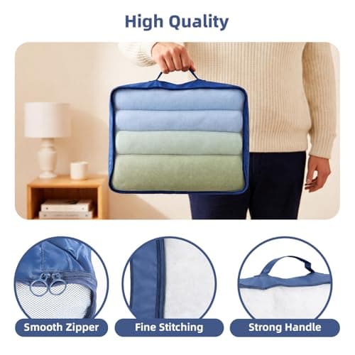 FERNVALE 6 Pack Packing Cubes for Suitcase Travel Organizer Bags, 40x30x12cm Packing Organisers Set for Clothes Shoes Accessories, Lightweight Waterproof Mesh Luggage Accessories (Blue) — view 5