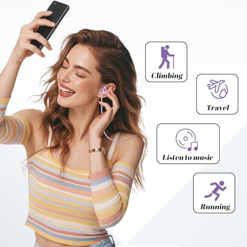 NECXON Earplug Lanyard, Tug-Resistant Safety Cord, Silicone, Purple, Earplug Connector Cord, Anti-Lost, Prevents Earplugs from Falling — view 5