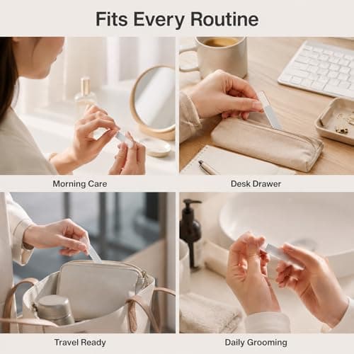 3Pcs Nano Glass Nail Files, Professional Crystal Nail Polisher Buffers, Reusable Washable Manicure Tools for Natural Nails, Portable 9cm Size — view 5