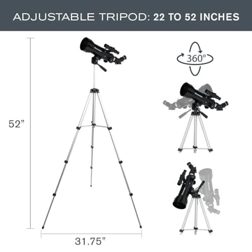 Celestron 21035 Travel Scope 70 Portable Refractor Telescope Kit with Backpack, Black — view 3